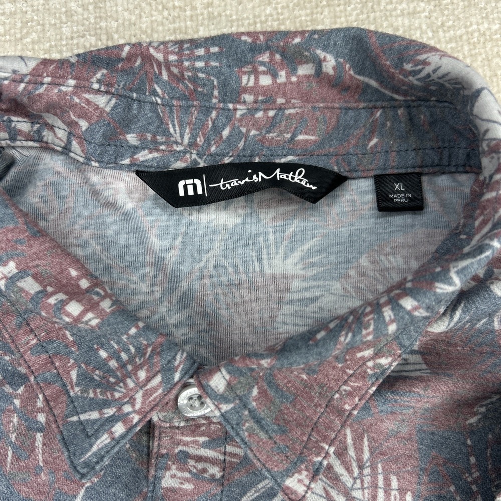 Travis Mathew Soft Polo Shirt Mens Large Floral Golf All Over Print Pima Blend - Picture 3 of 9